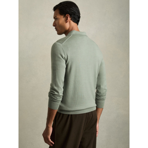 REISS TRAFFORD Merino Wool Long Sleeve Polo Shirt